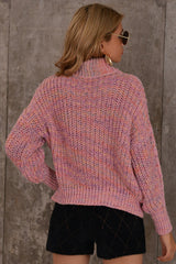 Colorful Turtleneck Knitted Sweater