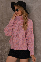 Colorful Turtleneck Knitted Sweater