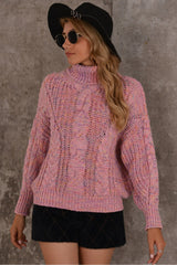 Colorful Turtleneck Knitted Sweater