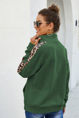 Long Sleeve Leopard Print Stitching Top