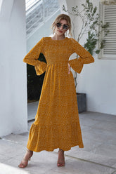 Printed Polka Dot Long Sleeve Dress