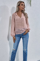 Loose V-neck Embroidered Shirt