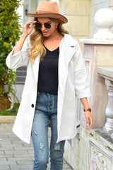 Woolen 3 / 4-Sleeved Lapel Long Button Coat