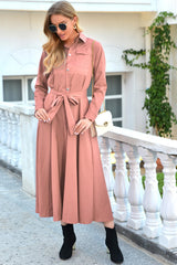 Single Breasted Long-Sleeved Mid-Length Dress