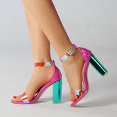 Colorful Round Toe Chunky Heels
