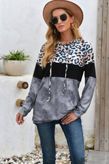 Leopard Patchwork Hooded Tops