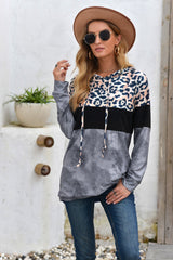 Leopard Patchwork Hooded Tops