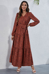 Casual V-Neck Printed Long Dress
