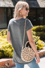 V-neck Geometric Short Sleeve T-shirt