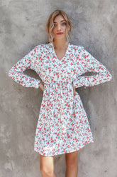 Long Sleeve Printed Loose Dress