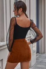 Pocket Corduroy Hip A-line Skirt