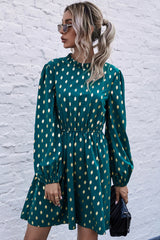 Half High Neck Polka Dot Dress