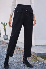 High-rise Buttoned Straight-leg Corduroy Trousers