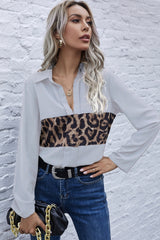Panelled Leopard Print Long Sleeve Shirt