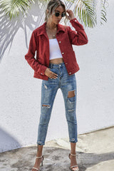 Corduroy Button Solid Color Jacket