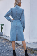 Denim Waist Long Sleeve Dress