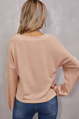 Slim-fit Solid Color V-neck Top