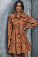 Double Pocket Buttoned Shirt Dress