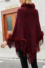 Furry Collar Tassel Cloak Shawl