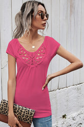 Hollow Stitching Solid Color Shirt