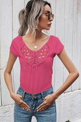 Hollow Stitching Solid Color Shirt