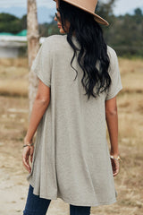 Irregular Long Solid Color Shirt