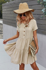 Cotton Solid Color Short Dress