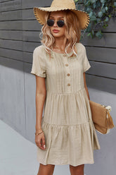 Cotton Solid Color Short Dress