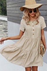 Cotton Solid Color Short Dress