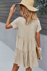 Cotton Solid Color Short Dress