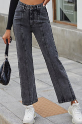 High-Waisted Straight-Leg Denim Jeans