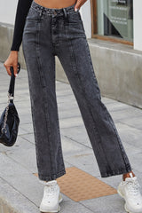 High-Waisted Straight-Leg Denim Jeans