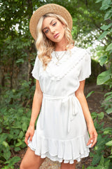Ruffled Tie Tassel Dress