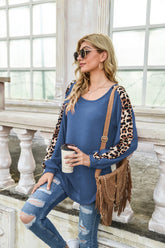 Leopard Print Patchwork Long Sleeve Top