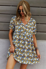 Printed V-Neck A-Line Dress