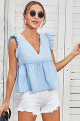 Lace Patchwork V-Neck Sleeveless Shirt