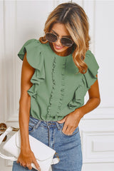 Round Neck Ruffle Shirt