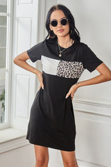 Leopard Print Patchwork Dress