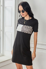 Leopard Print Patchwork Dress