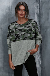 Camouflage Patchwork Loose Shirt