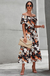 Off-Shoulder Floral Print Dress