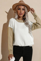 Contrast Loose Long Sleeve Pullover
