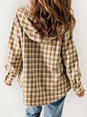 Plaid Pattern Velvet Lining Hooded Jacket