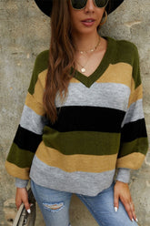 Long Sleeve Patchwork Contrast Sweater
