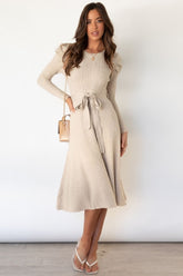 Bubble Long-Sleeved Mid-Length Knitted Dress