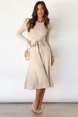 Bubble Long-Sleeved Mid-Length Knitted Dress