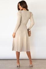 Bubble Long-Sleeved Mid-Length Knitted Dress