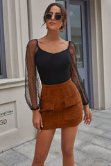 Pocket Corduroy Hip A-line Skirt