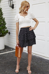 Polka Dot A-line Ruffle Skirt