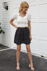 Polka Dot A-line Ruffle Skirt